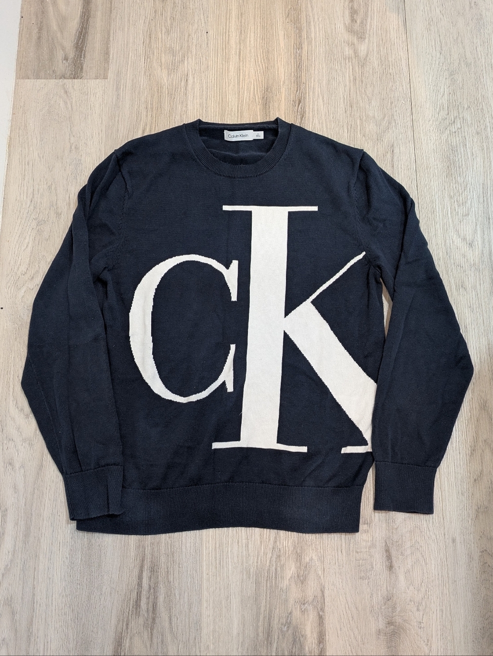 Calvin Klein Men's Navy Blue CK Logo Sweater - Size Medium